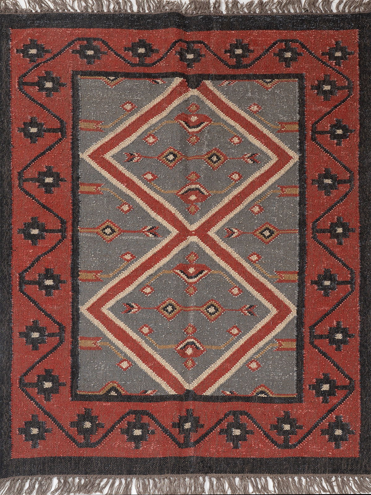The Diamond Matrix Rug wool rug in grey tones