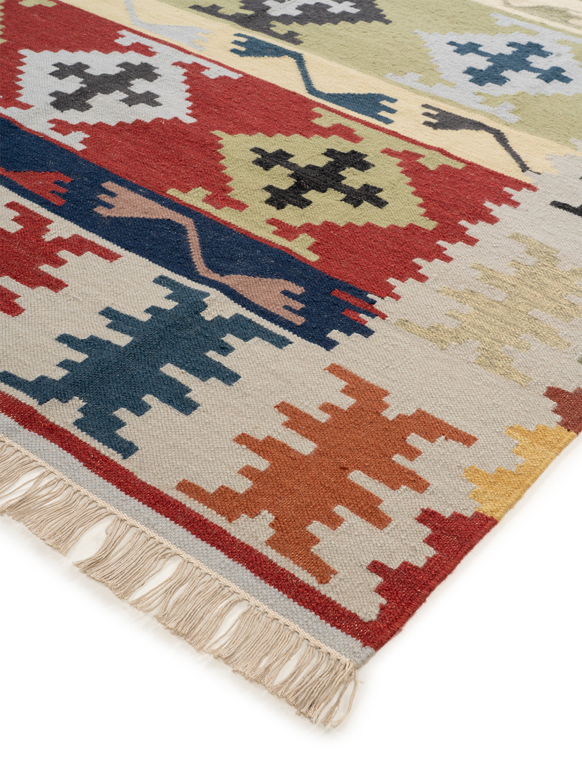 The Highland Spirit Rug close-up showing the wool weave and traditional motif