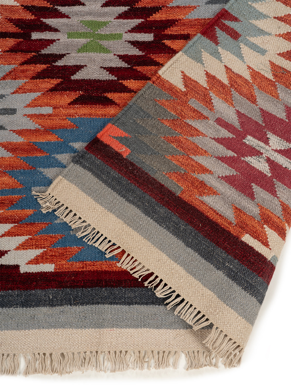 The Kaleidoscope Rug detail of the geometric pattern in wool