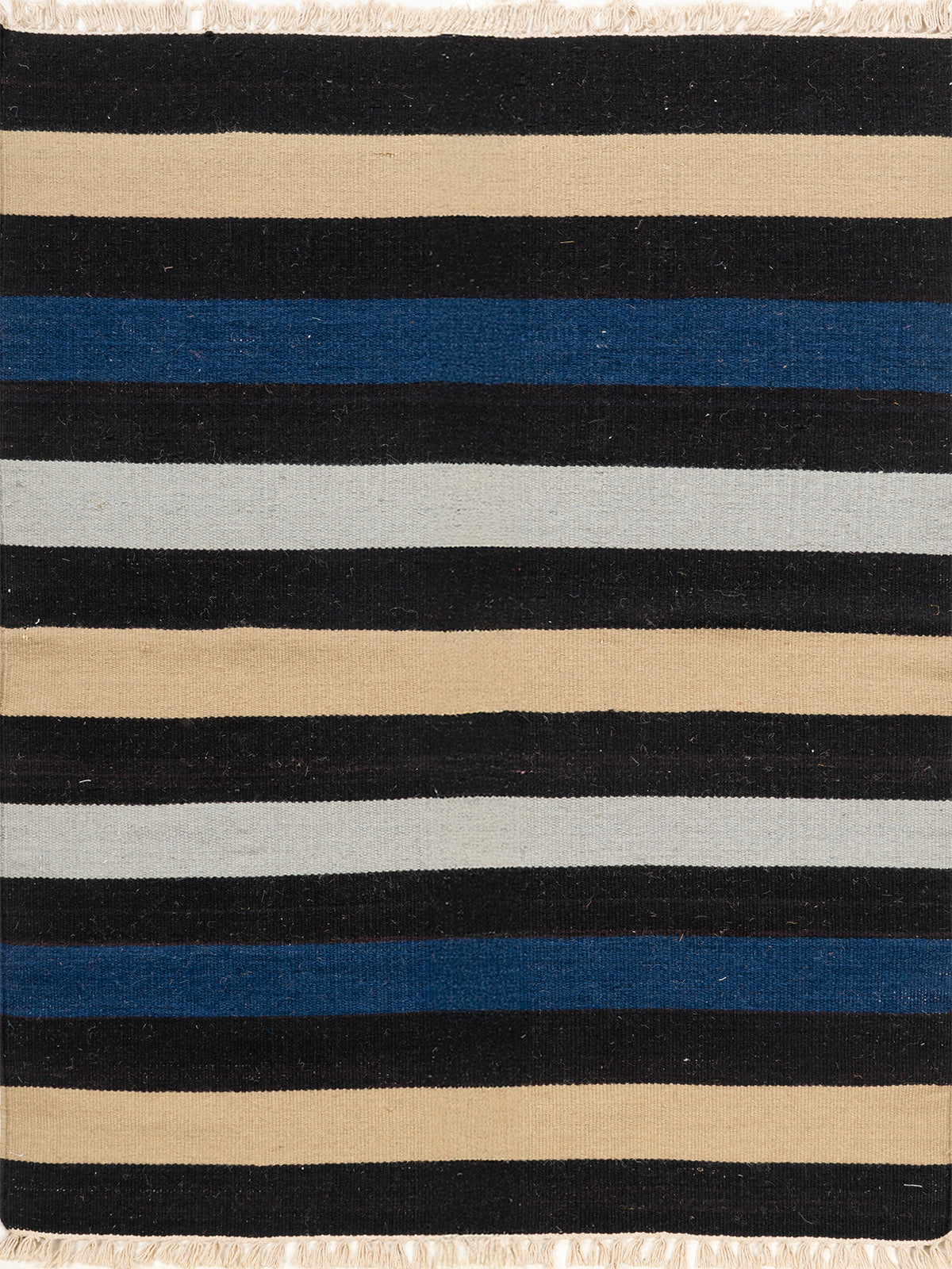 The Midnight Stripes Rug wool rug in blue tones
