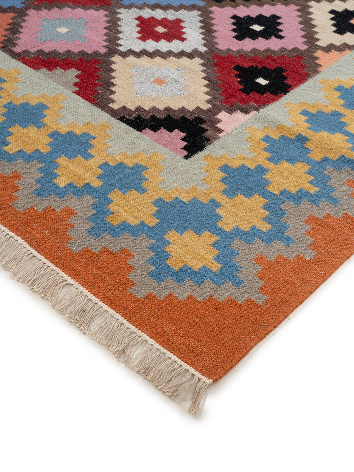 The Moroccan Bazaar Rug close-up showing the wool weave and traditional motif