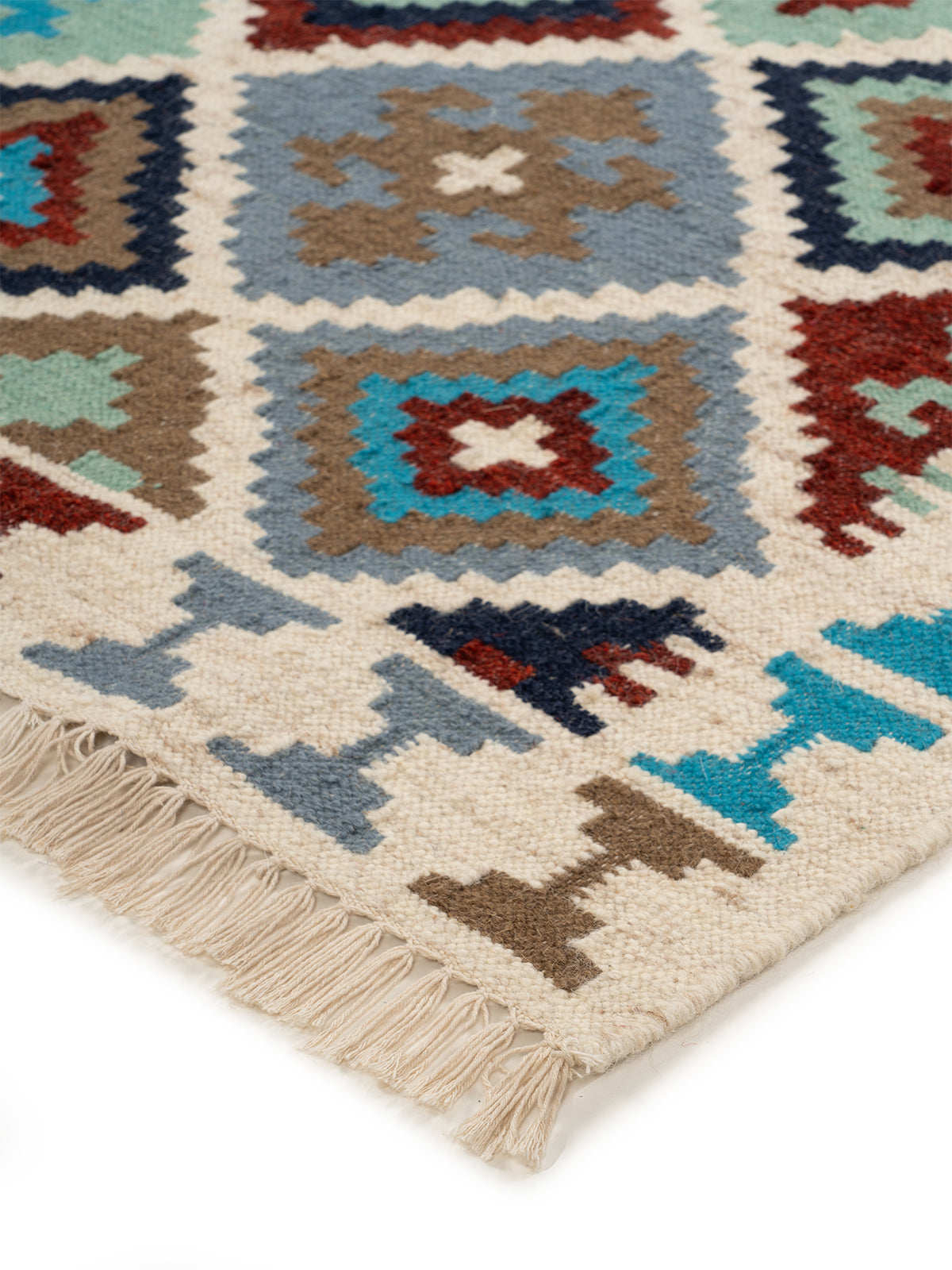 The Moroccan Tiles Rug close-up showing the wool weave and traditional motif