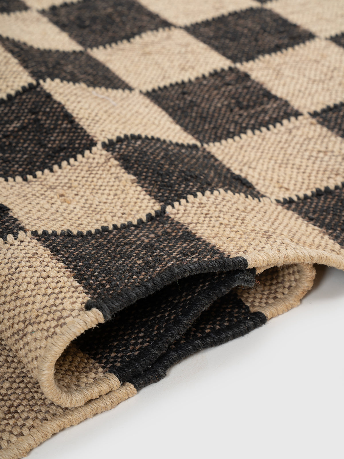 The Neutral Block Runner - wool runner laid in a hallway view