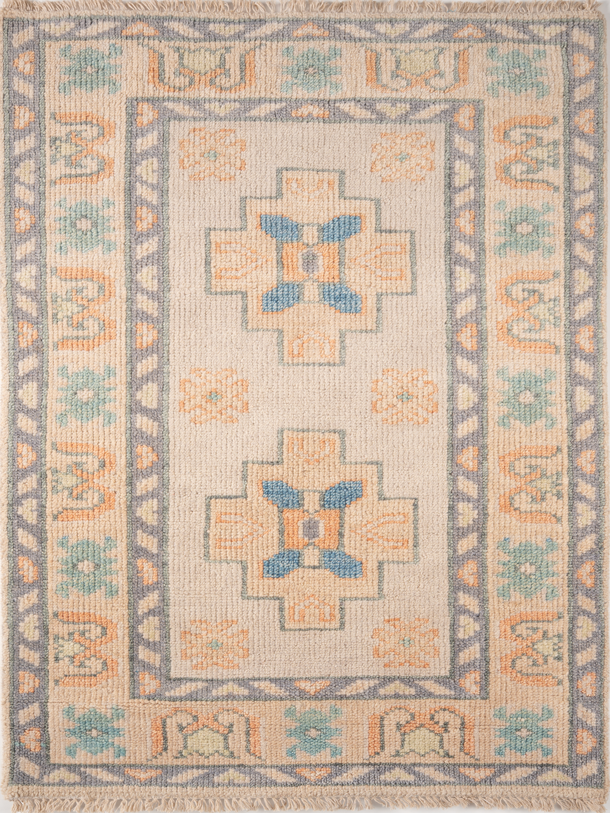 The Nomad's Compass nz wool rug in multicoloured tones, overhead view