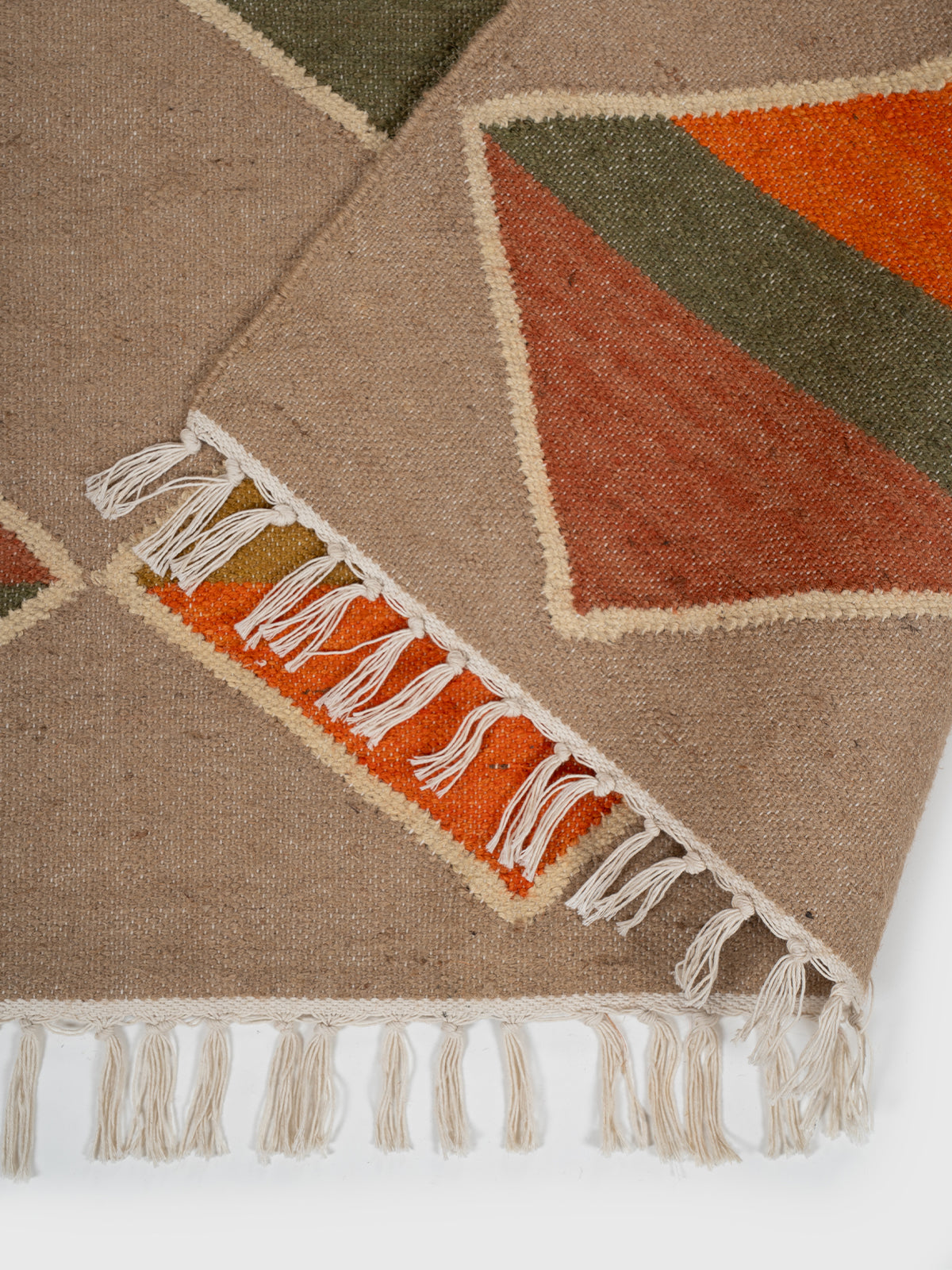 The Orchard Quilt Kilim detail of the geometric pattern in wool