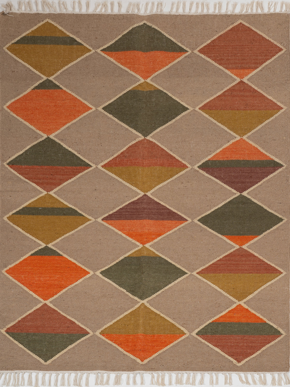 The Orchard Quilt Kilim wool rug in multicoloured tones