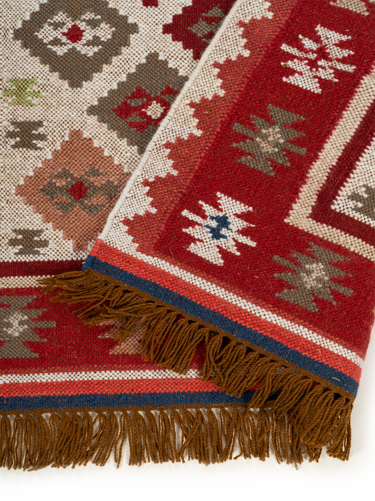 The Rustic Diamond Rug detail of the geometric pattern in wool