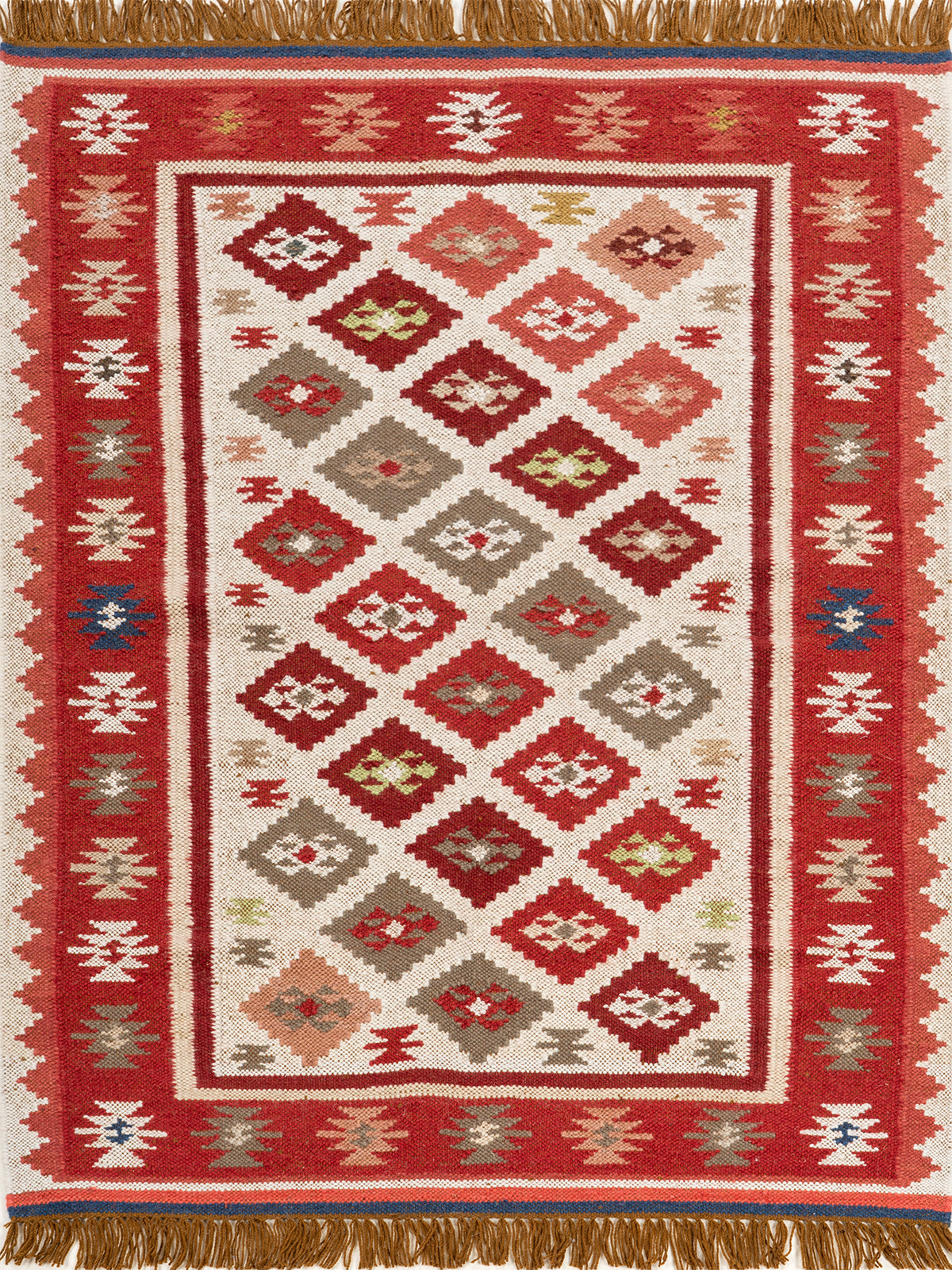 The Rustic Diamond Rug wool rug in brown tones