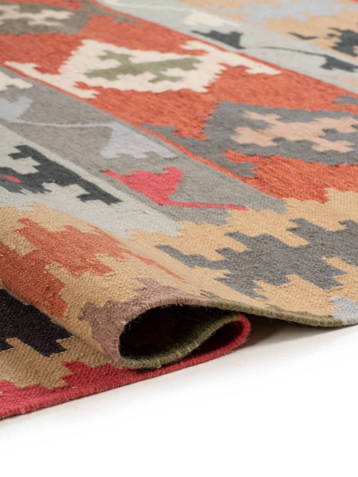 The Rustic Patchwork Rug - additional product view showing the wool rug