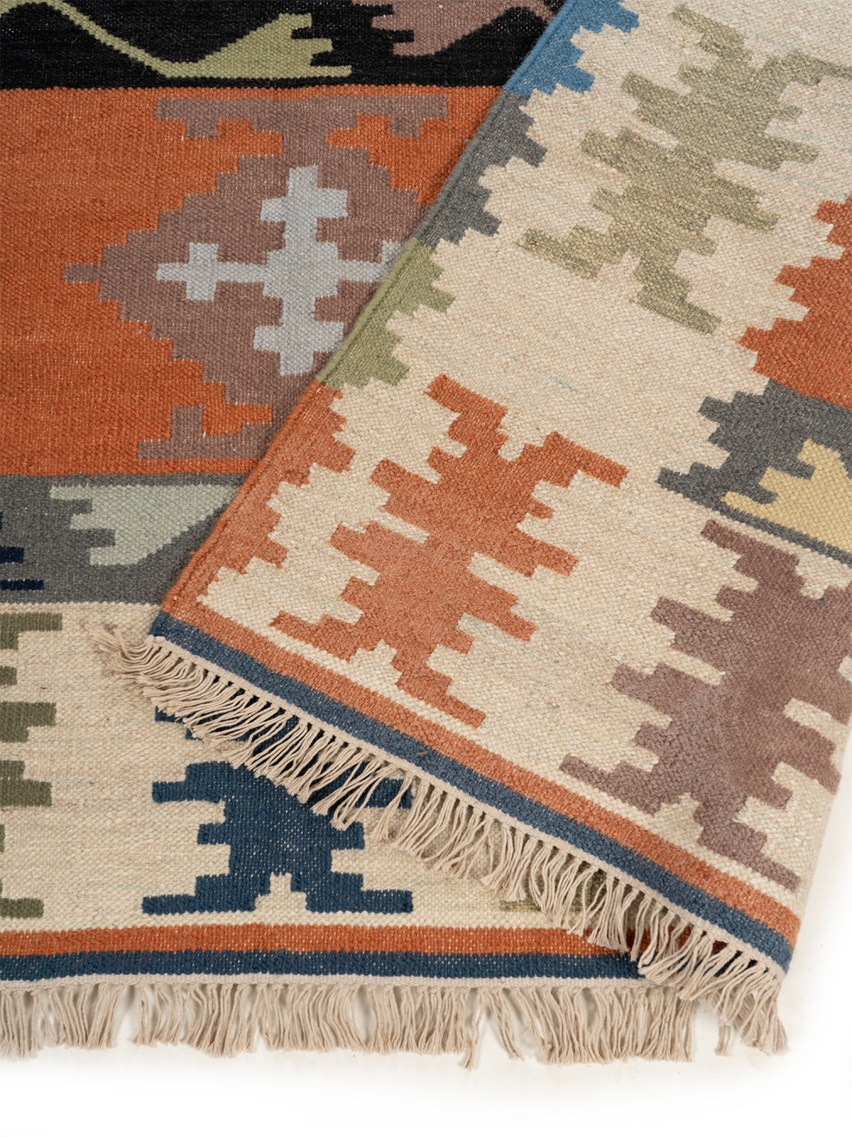 The Rustic Village Rug detail of the traditional motif in wool