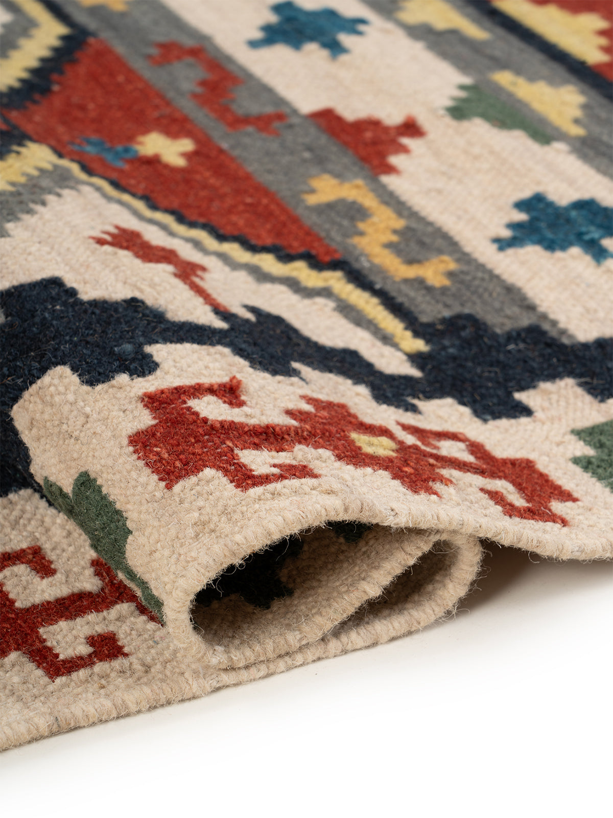 The Tribal Fortress Rug - additional product view showing the wool rug