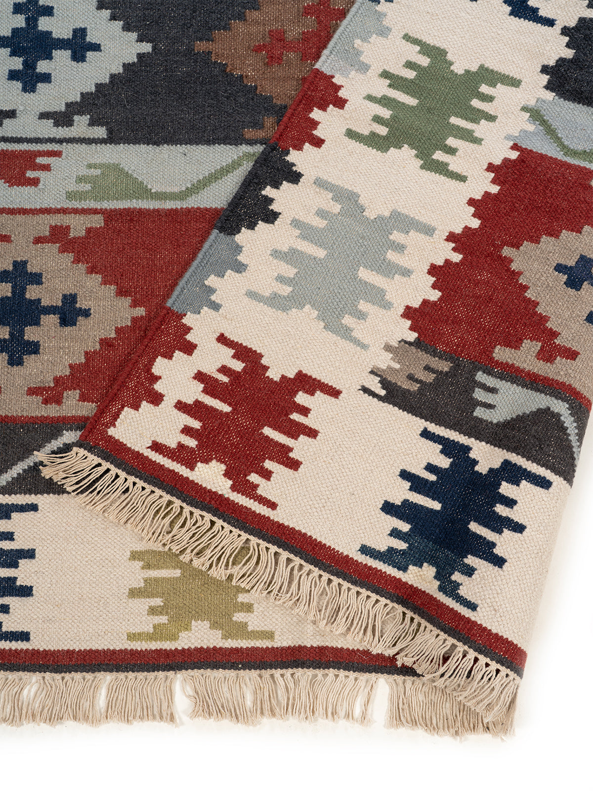 The Tribal Journey Rug detail of the traditional motif in wool