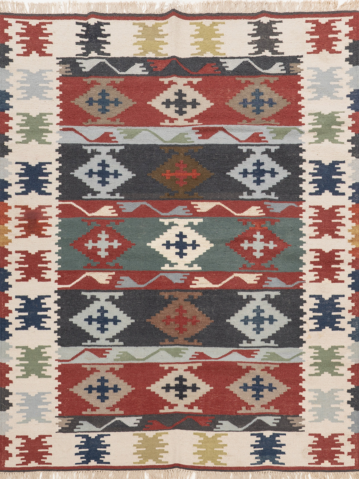 The Tribal Journey Rug wool rug in multicoloured tones