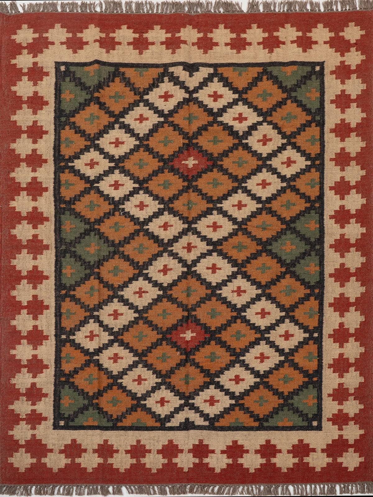 The Tribal Starfield Kilim wool rug in multicoloured tones