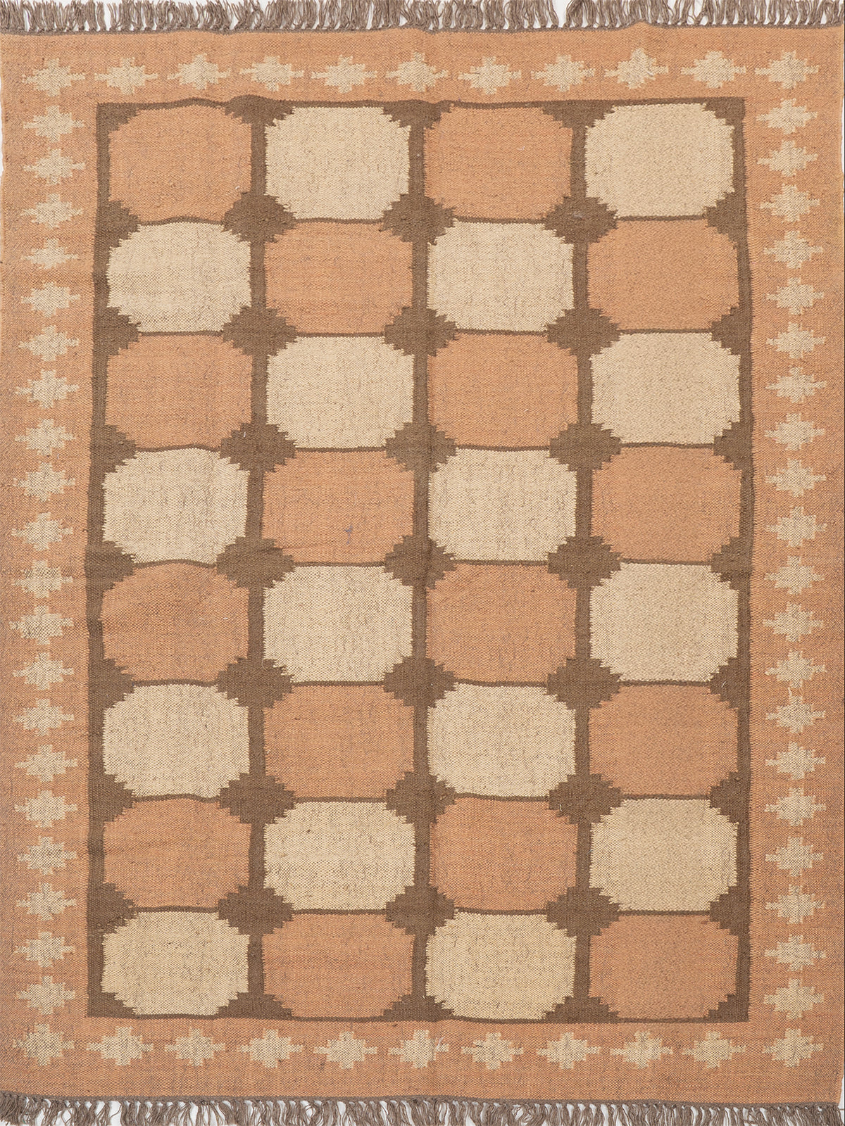 The Warm Lattice Rug wool rug in brown tones