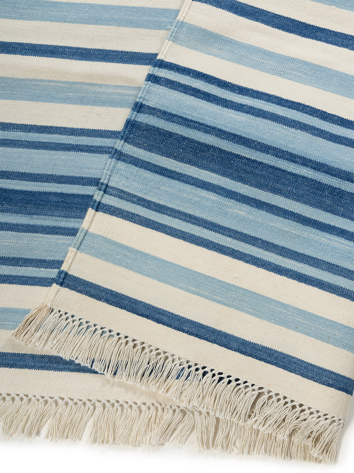 Tidal Flow detail of the striped cotton surface and edge finishing