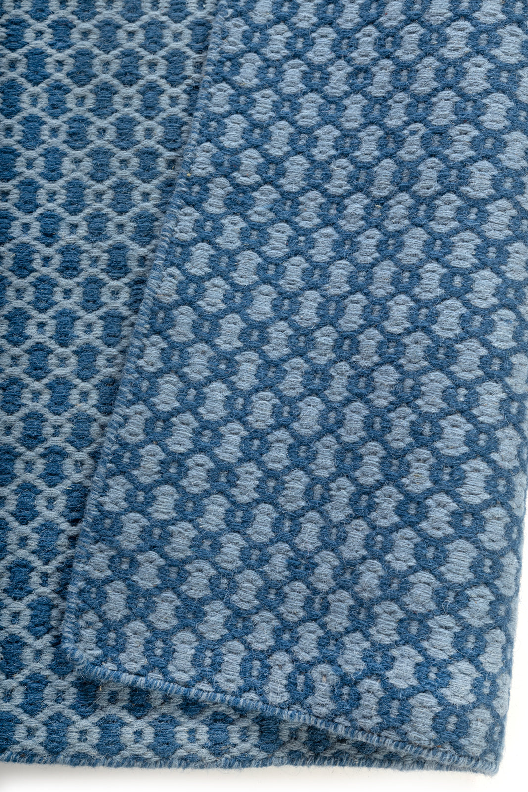 Tideway Loom Rug detail of the striped wool surface and edge finishing