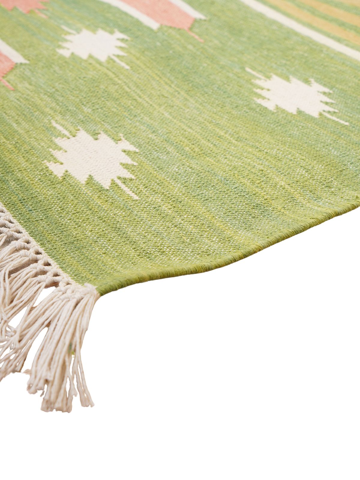 Tie-Dye Kilim Rug-Leaf green - additional product view showing the cotton rug