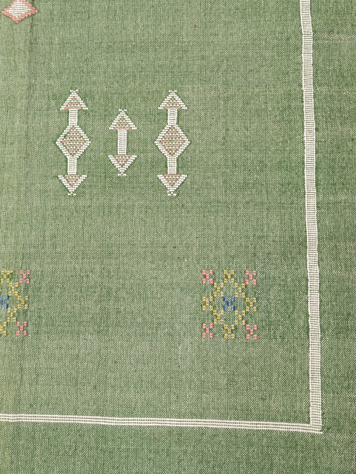 Tie-Dye Kilim Rug-Sage close-up showing the cotton weave and surface texture
