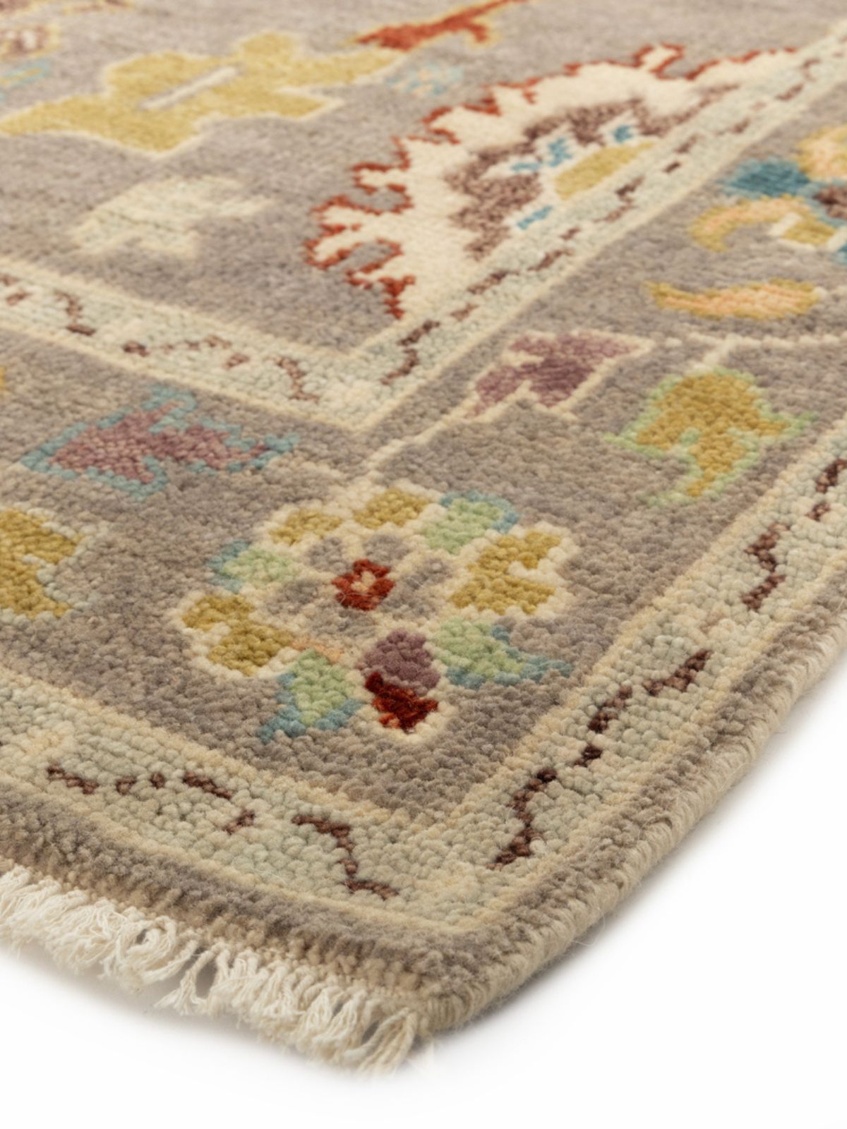 Turkish Treasures Oushak Rug close-up showing the wool weave and traditional motif