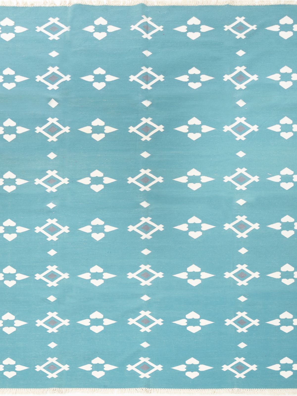 Turquoise Flatweave rug cotton rug in blue tones