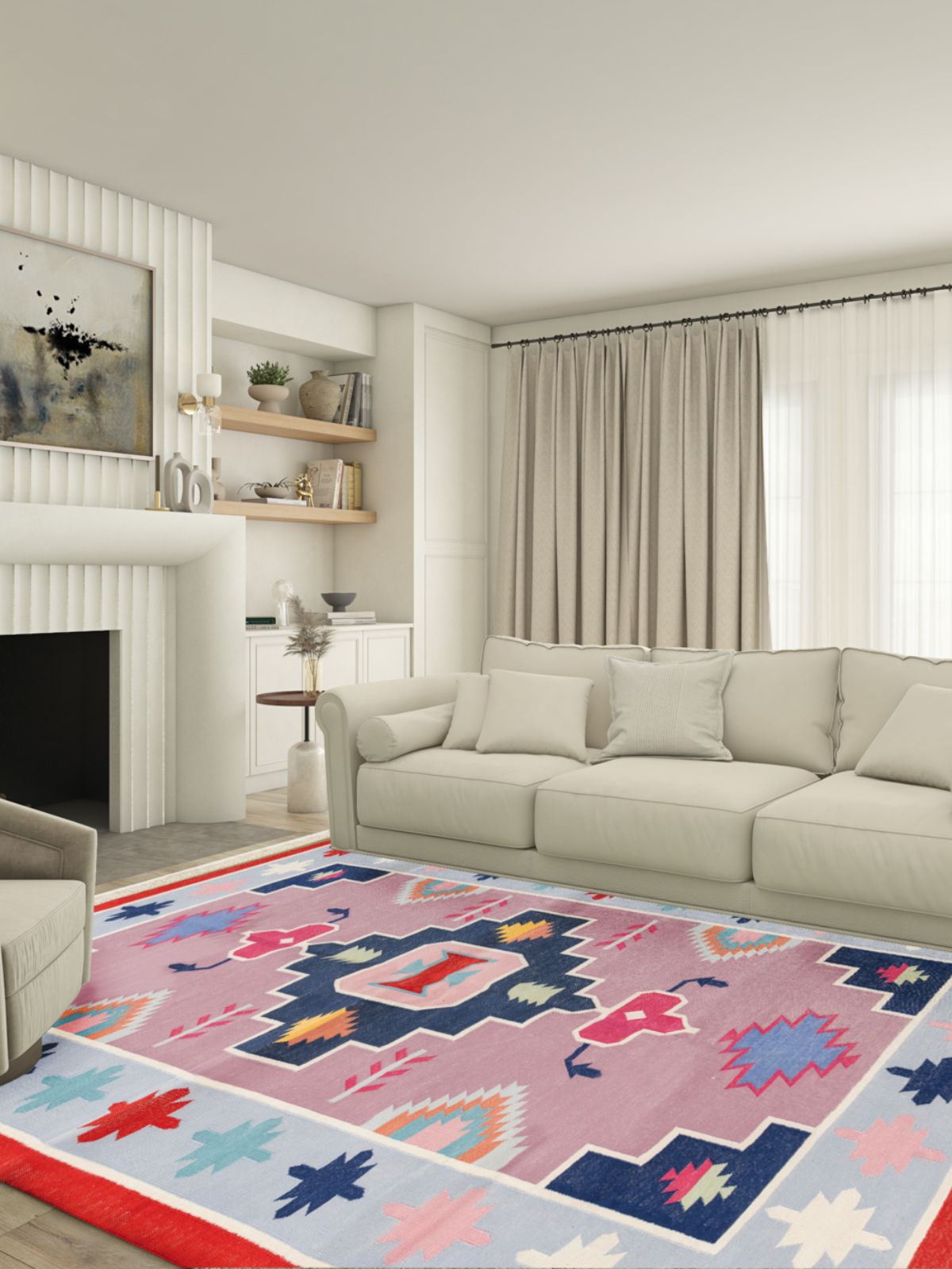 Vibrant Kaleidoscope - additional product view showing the cotton rug