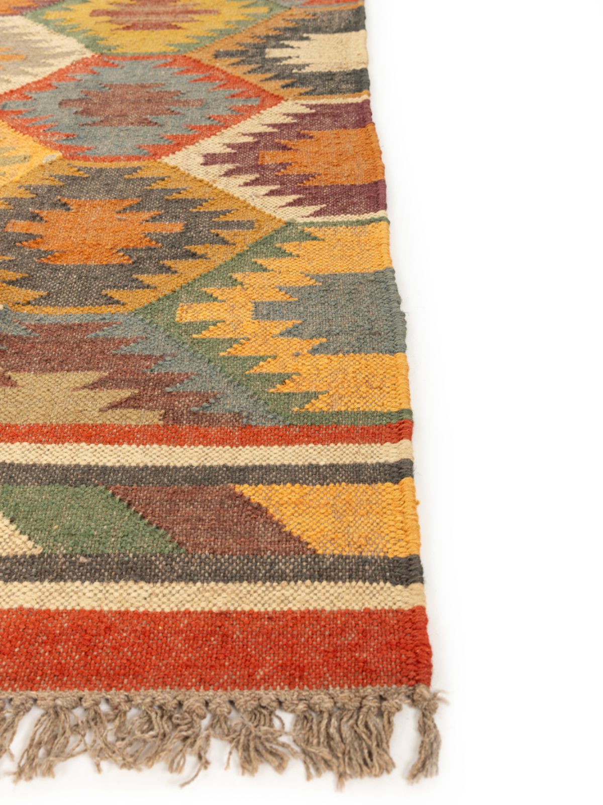 Vibrant Voyage Kilim Rug - additional product view showing the cotton rug