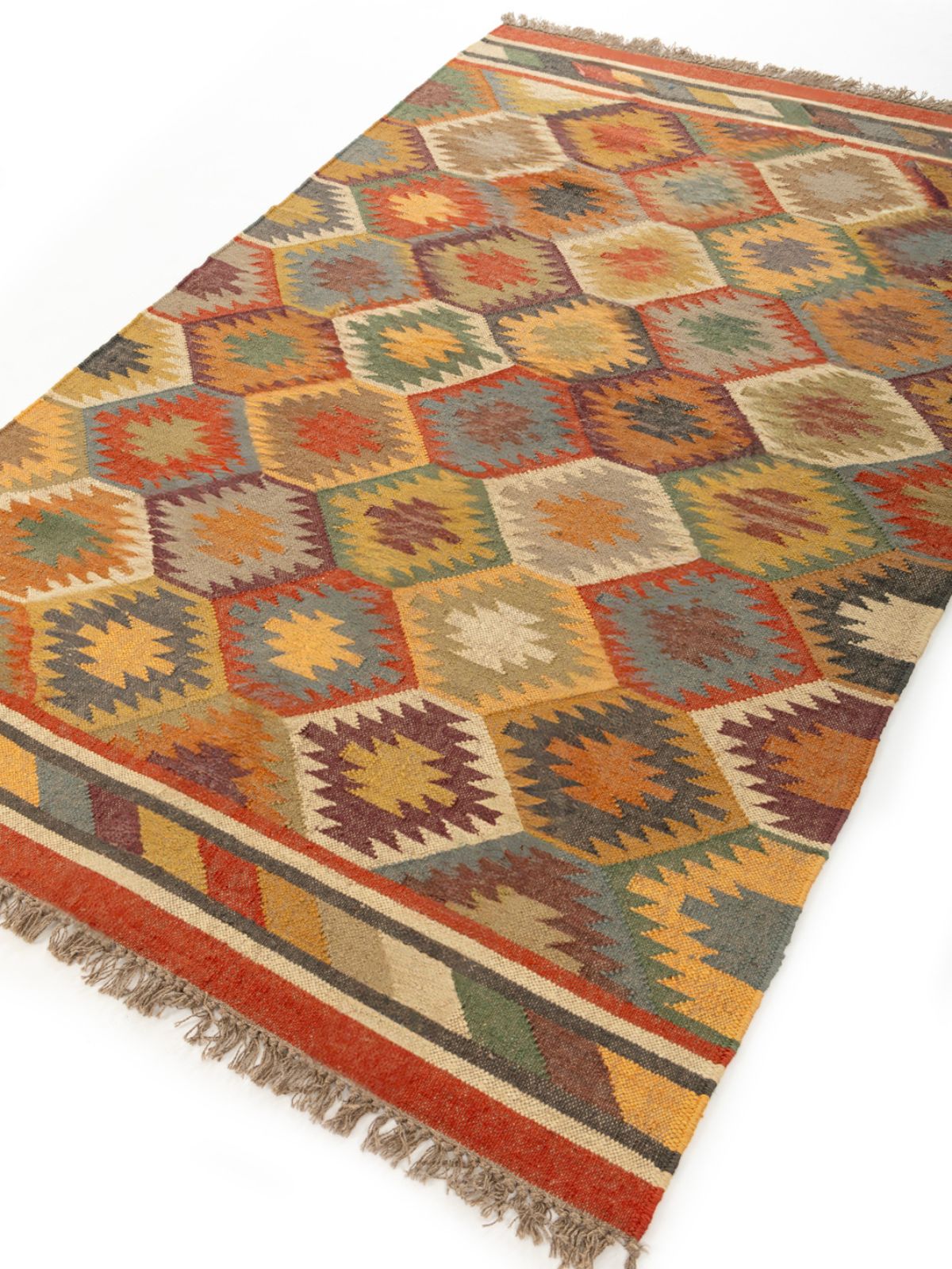 Vibrant Voyage Kilim Rug - additional product view showing the cotton rug