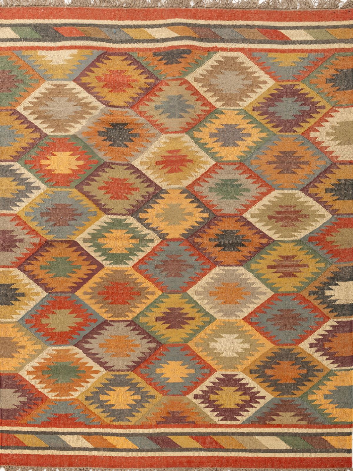 Vibrant Voyage Kilim Rug cotton rug in multicoloured tones