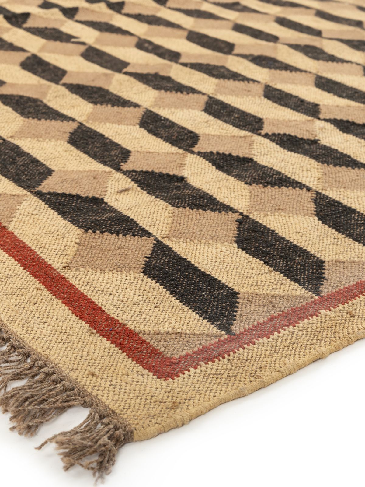 Wave Crest Wool Flatweave Rug close-up showing the wool weave and geometric motif
