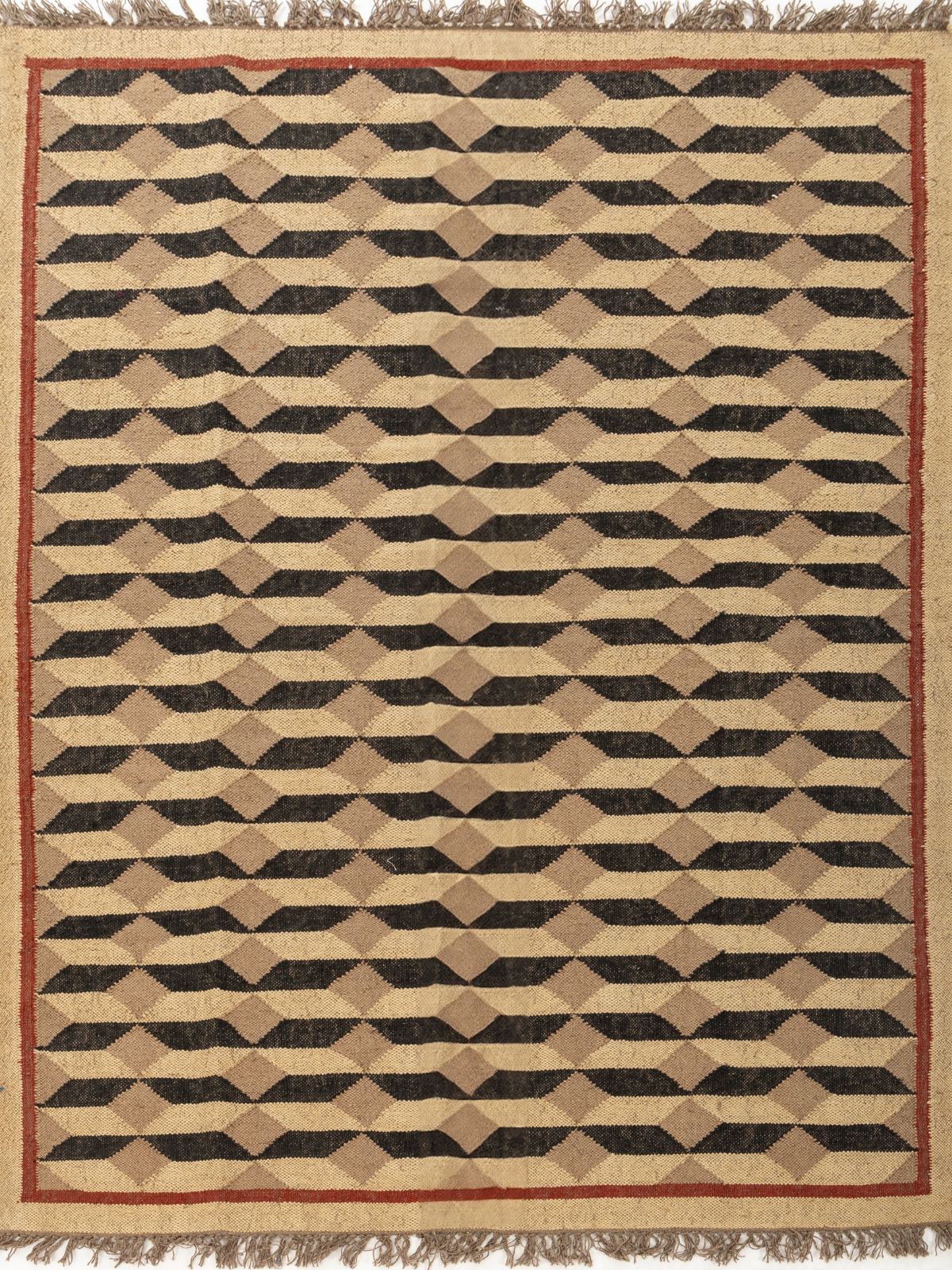 Wave Crest Wool Flatweave Rug wool rug in Multicoloured tones