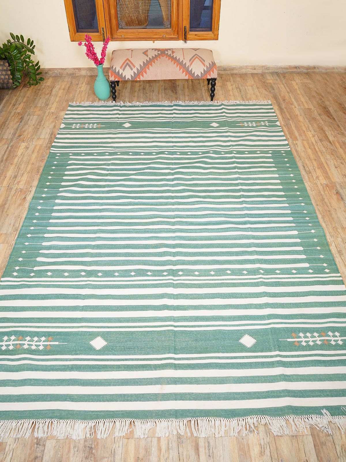 Waves of Tranquility cotton rug in multicoloured tones