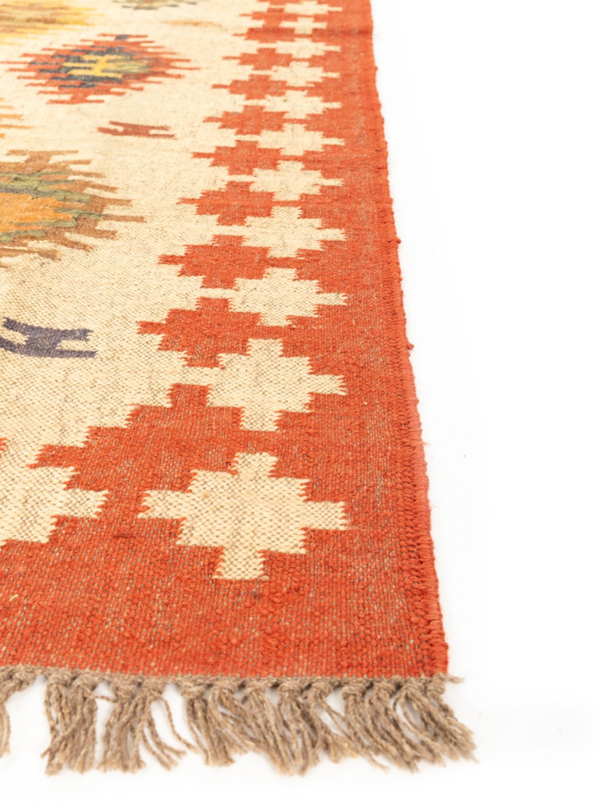 Whimsical colourburst Kilim Rug - additional product view showing the cotton rug
