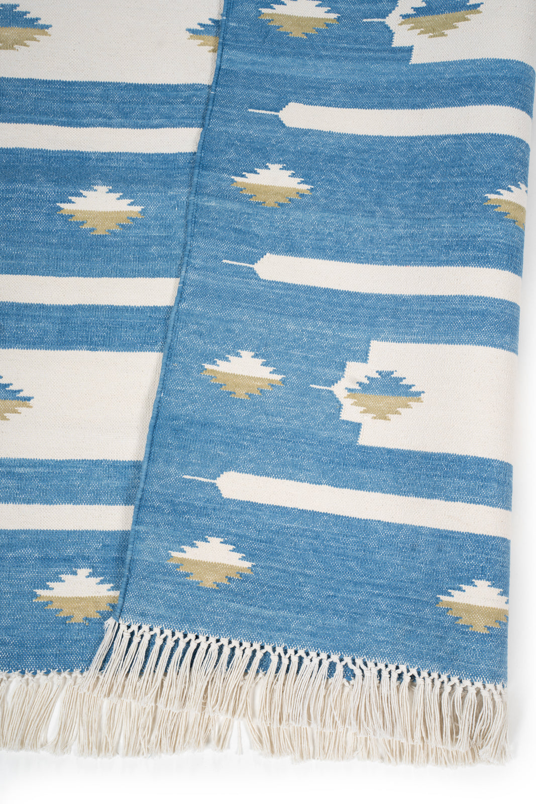 Whisper Tie-Dye Flatweave Rug detail showing the textured cotton surface and finishing