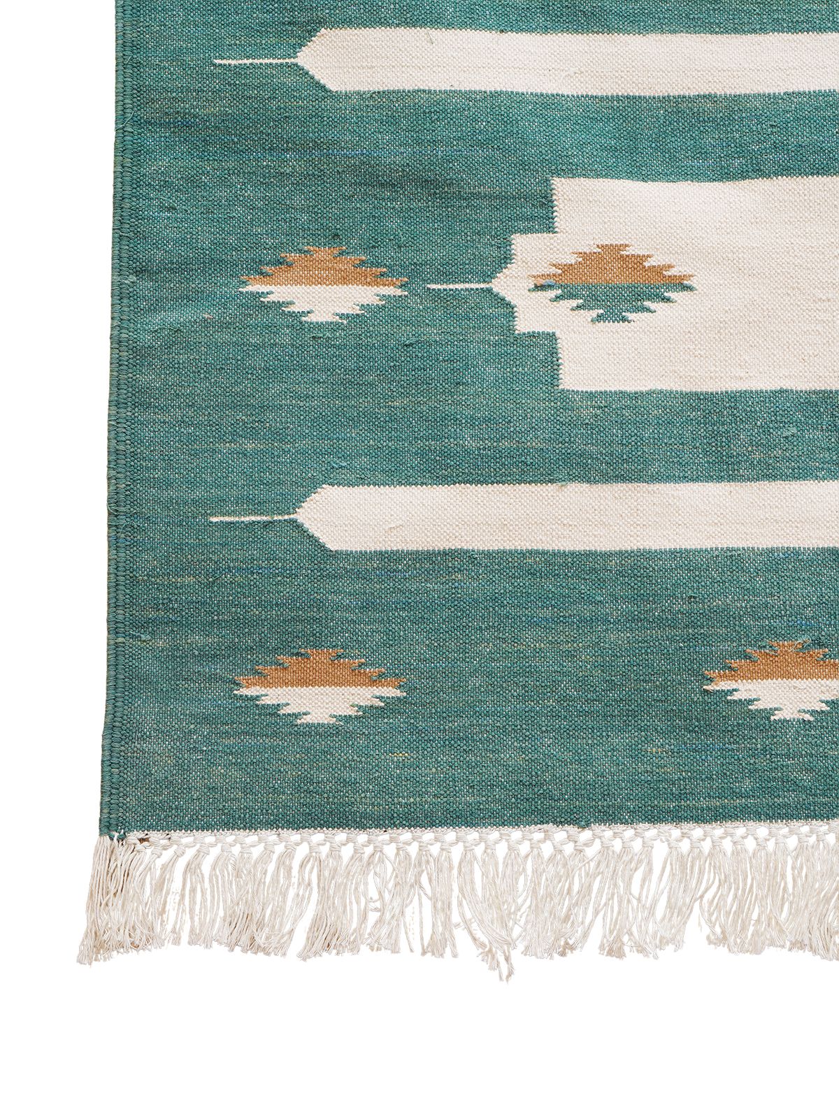 Whisper Tie-Dye Flatweave Rug-Green close-up showing the cotton weave and surface texture