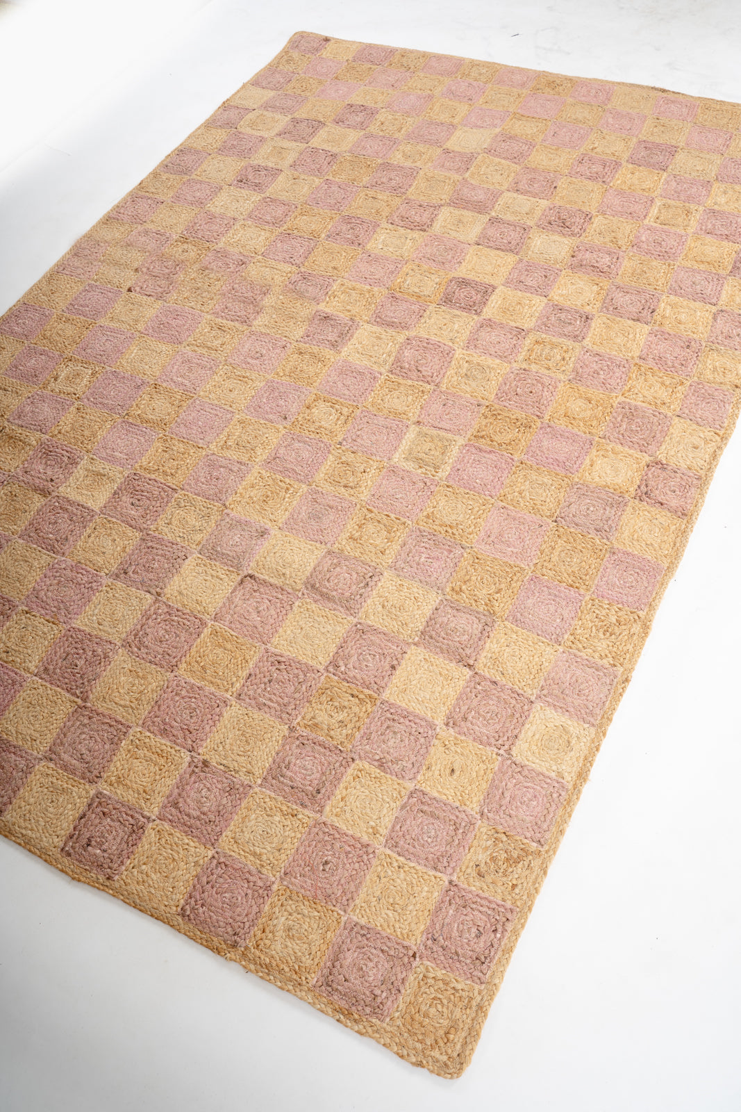Windsor checkered Jute rug-Dusky pink - additional product view showing the jute rug