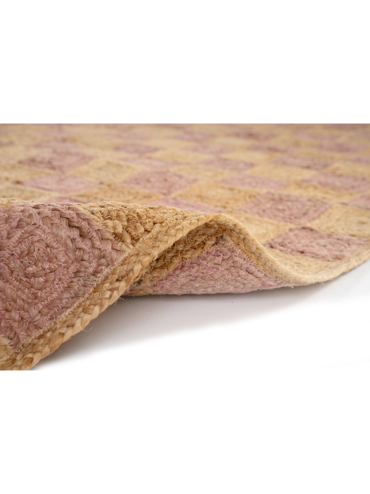 Windsor checkered Jute rug-Dusky pink - additional product view showing the jute rug