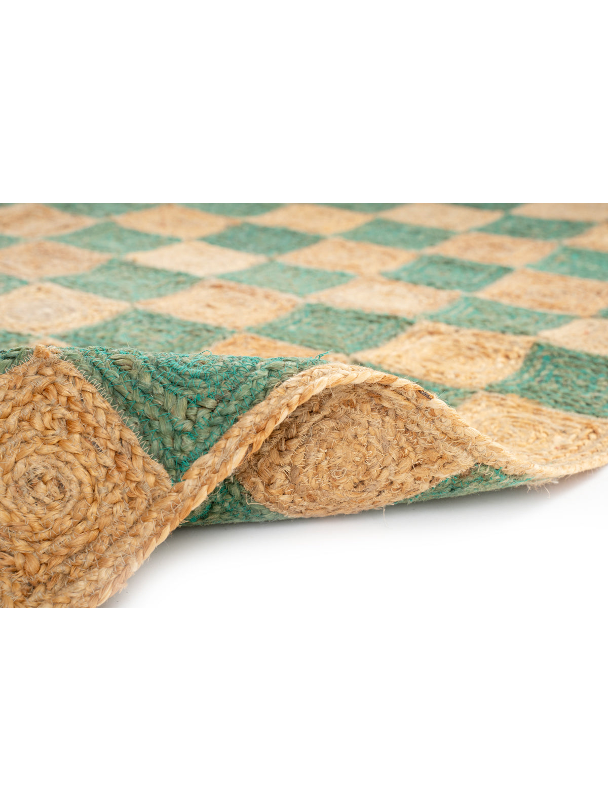 Windsor checkered Jute rug-Green - additional product view showing the jute rug