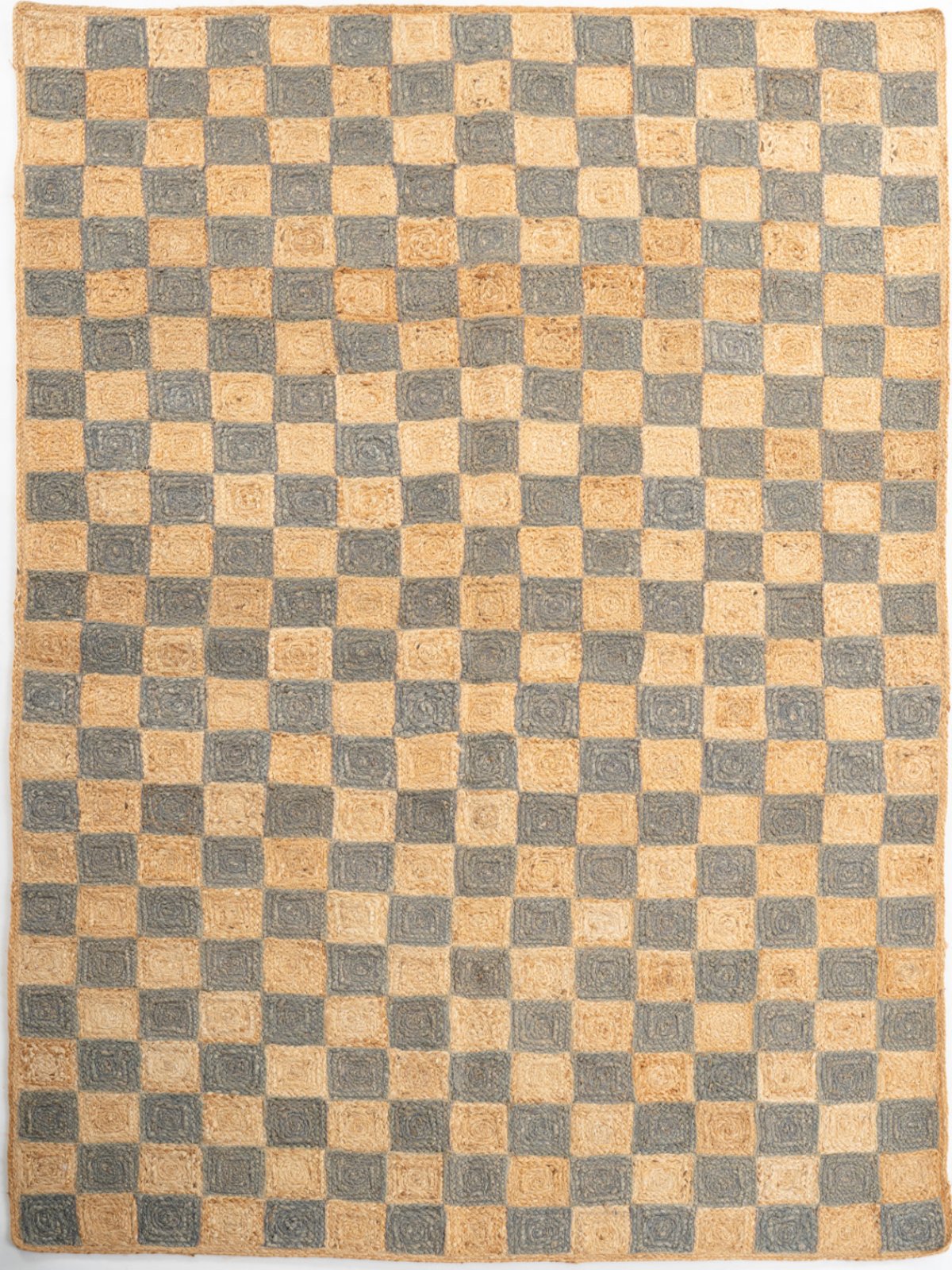 Windsor checkered Jute rug-Grey jute rug in grey tones