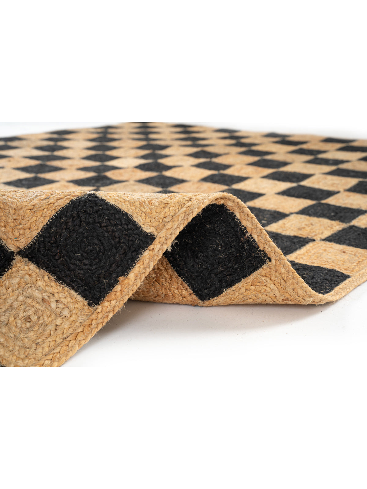 Windsor checkered Jute rug-Jet Black - additional product view showing the jute rug