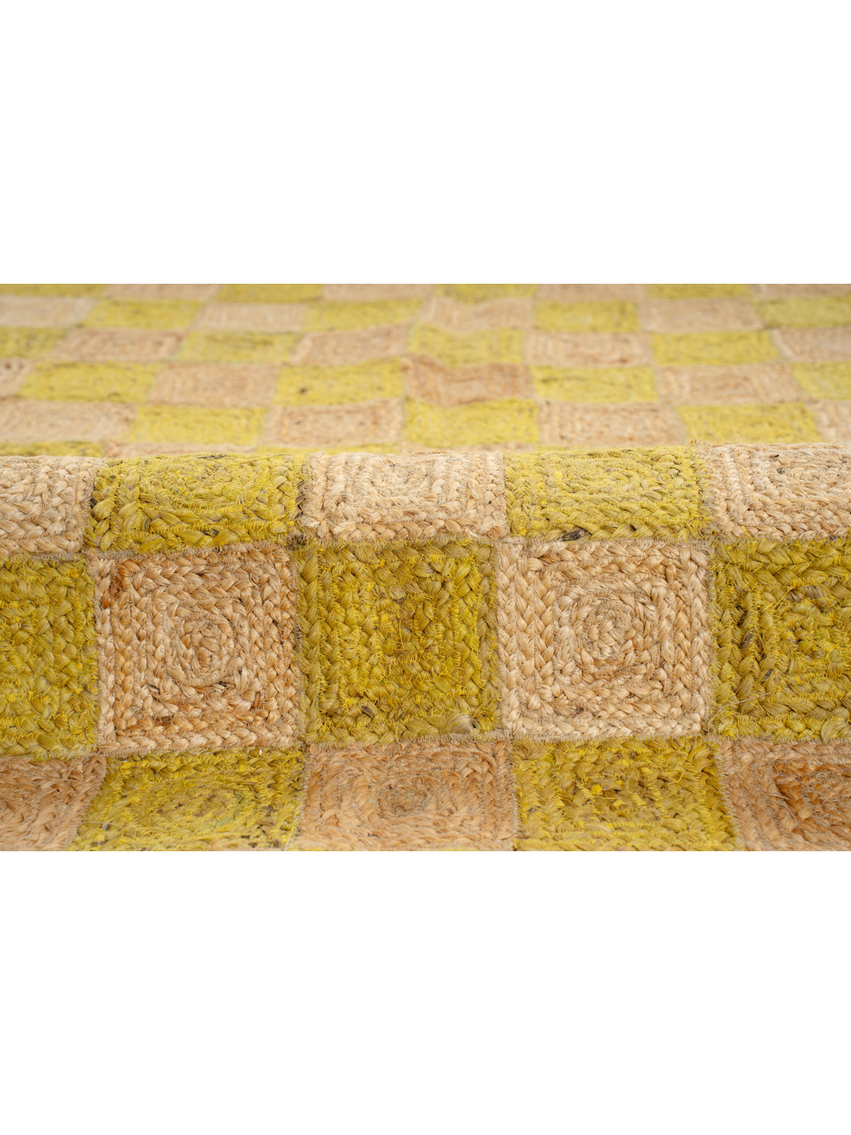 Windsor checkered Jute rug-Leaf green close-up showing the jute weave and geometric motif