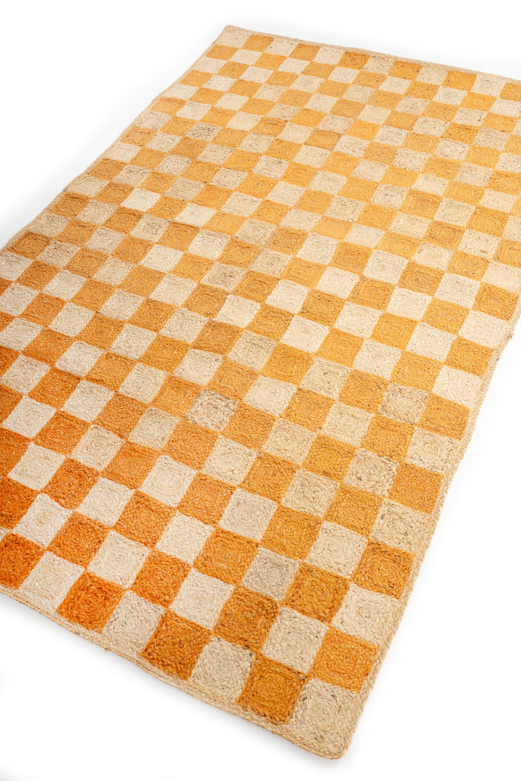 Windsor checkered Jute rug-Orange - additional product view showing the jute rug