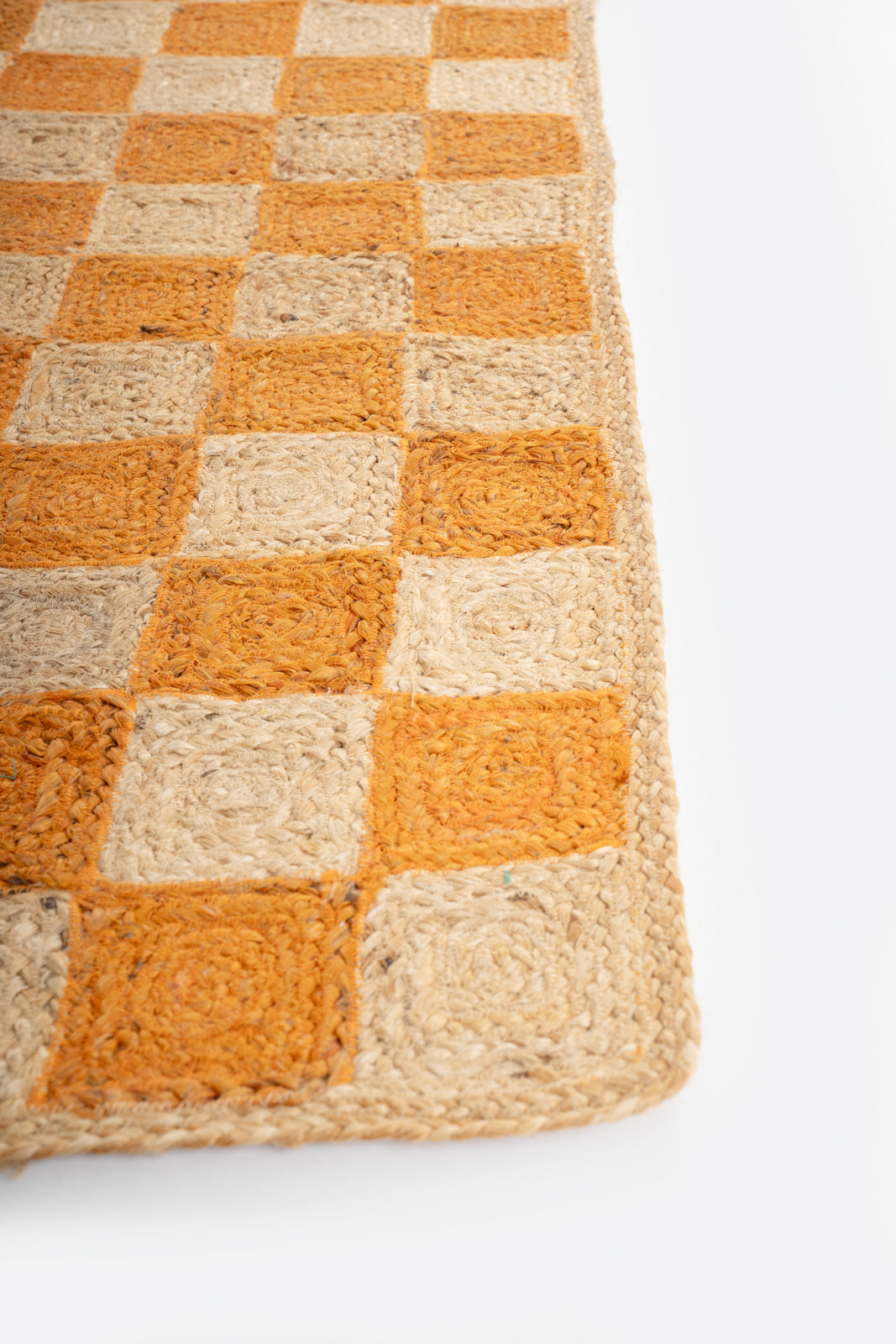 Windsor checkered Jute rug-Orange - additional product view showing the jute rug