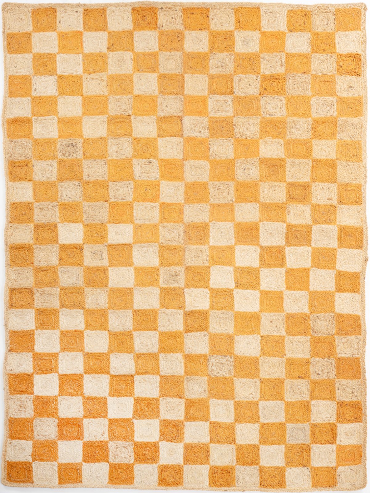 Windsor checkered Jute rug-Orange jute rug in orange tones
