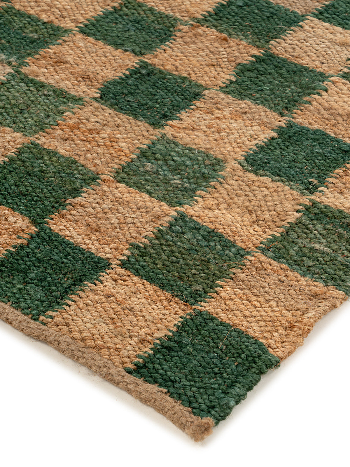 Windsor Checkered Jute Runner close-up showing the jute weave and geometric surface