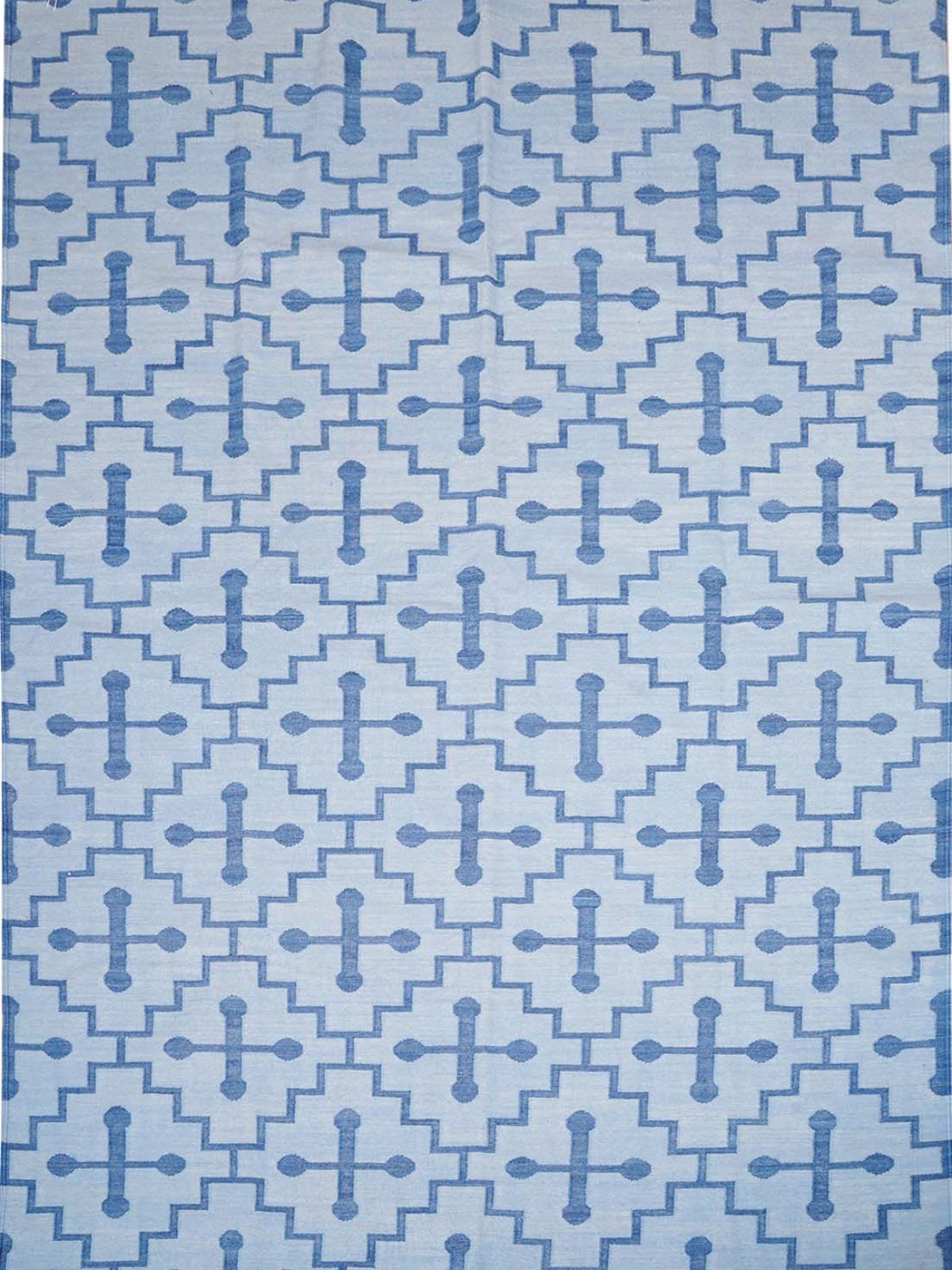 Yale interlock flatweave rug cotton rug in blue tones