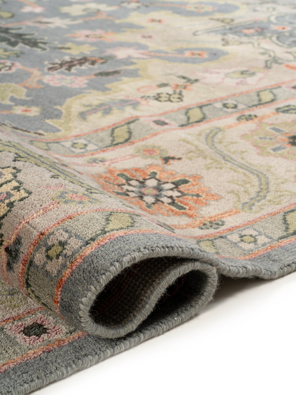 Zarafshan Sky - additional product view showing the handspun wool rug