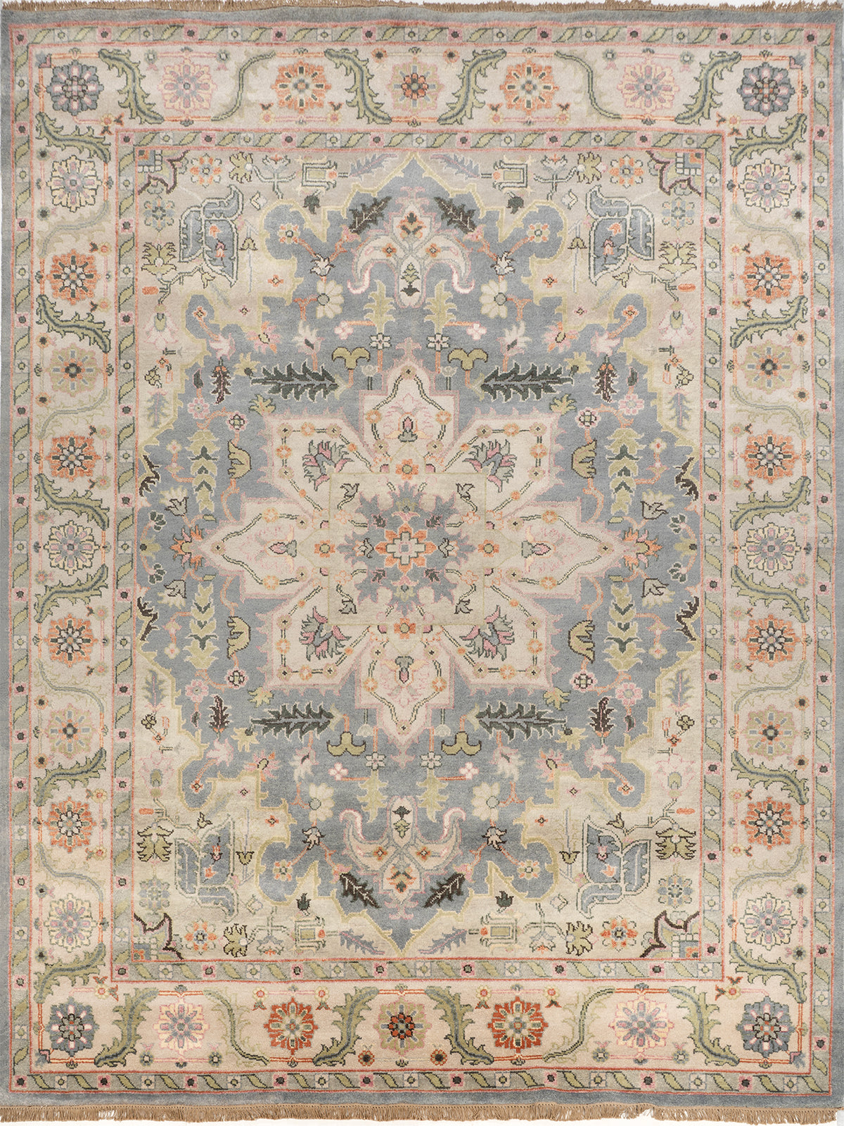 Zarafshan Sky handspun wool rug in blue tones